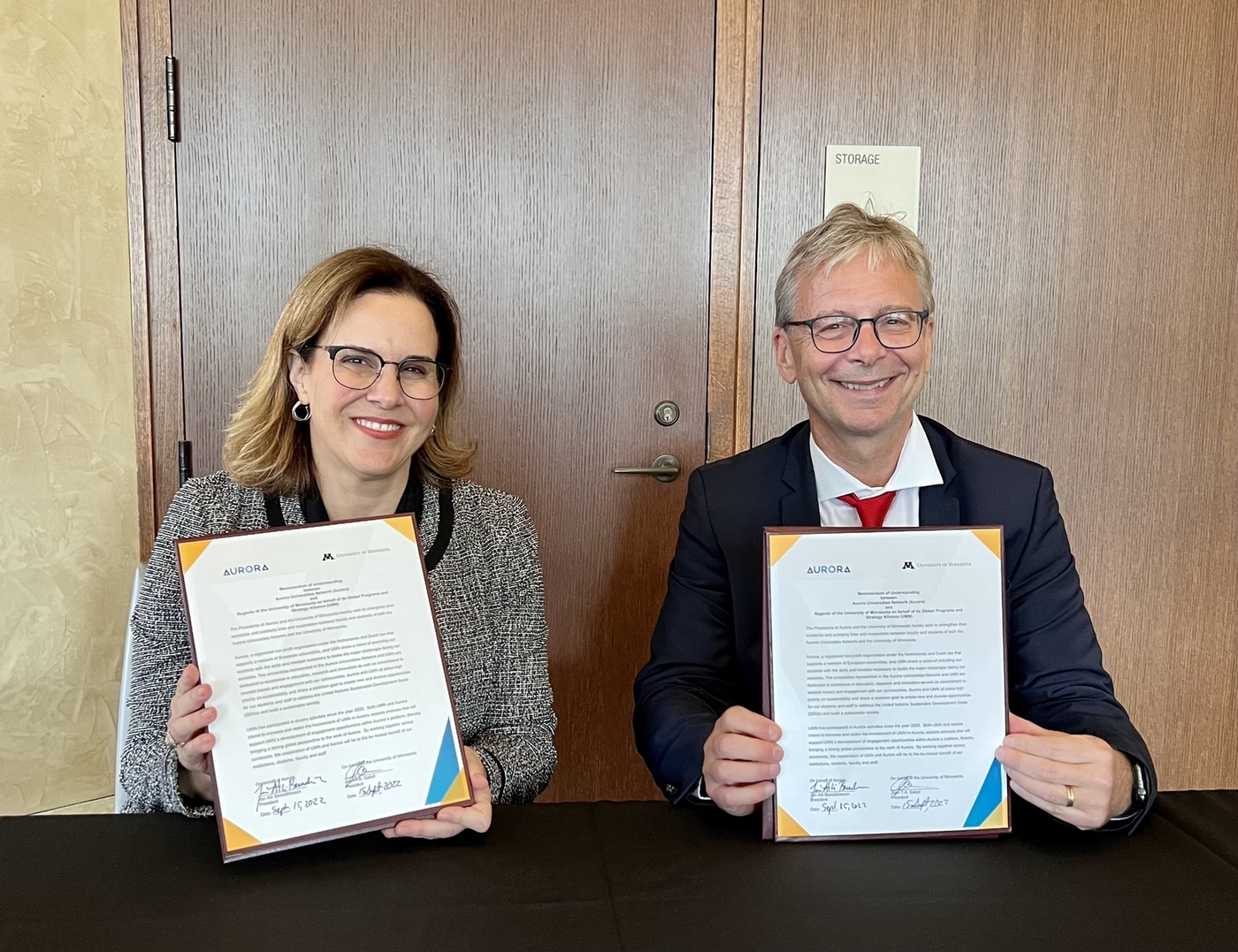 New opportunities will emerge at the Aurora universities with increased participation of the University of Minnesota (UMN) in the network. Jón Atli Benediktsson, rector of the University of Iceland and Joan T.A. last week signed an agreement pertaining to increased collaboration with the Aurora Network in order to explore new ways for UMN to participate in the network.  UMN brings a strong international presence into the European network, adding further to the network's unique position, and thus strengtheni