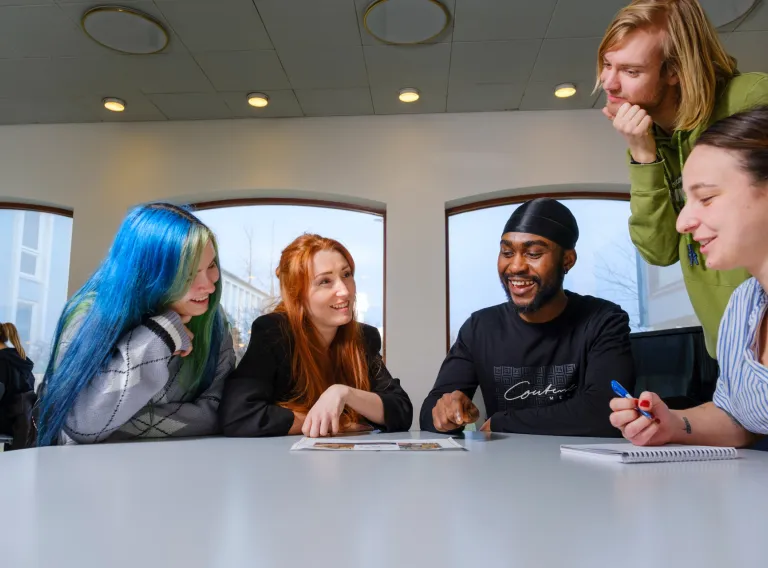 Students around table