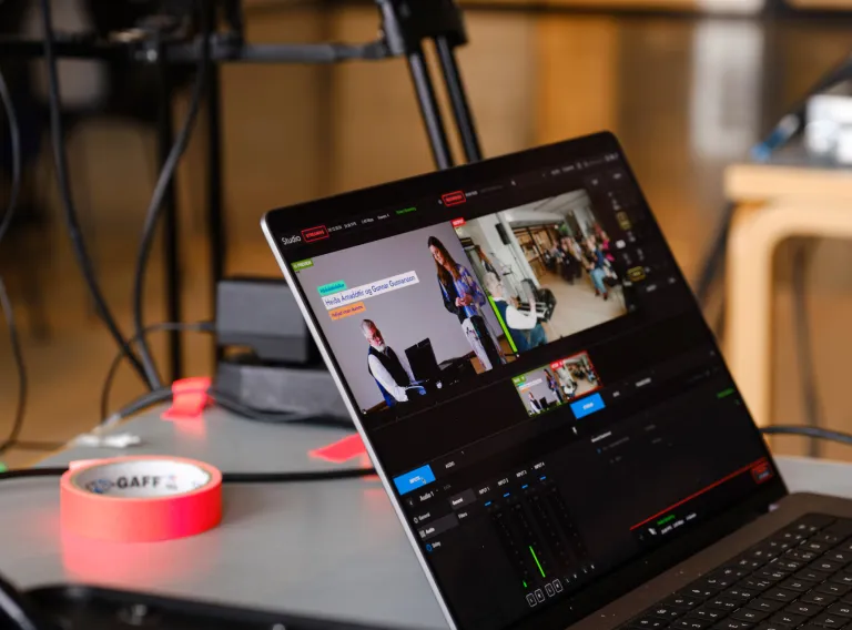 Computer showing media in progress.