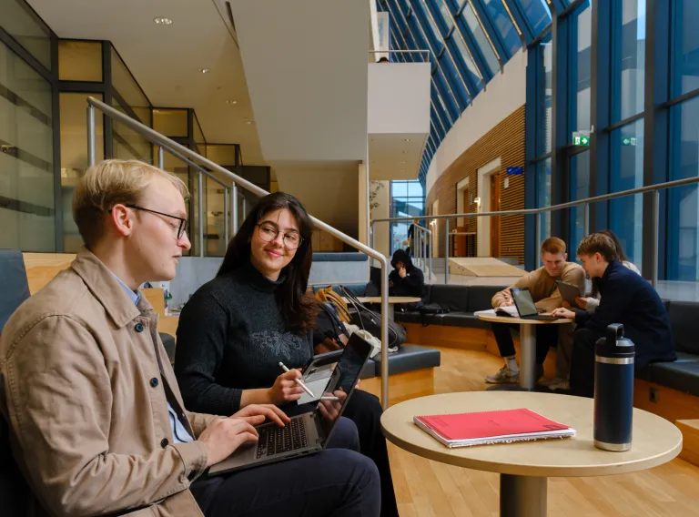 Students working on computer