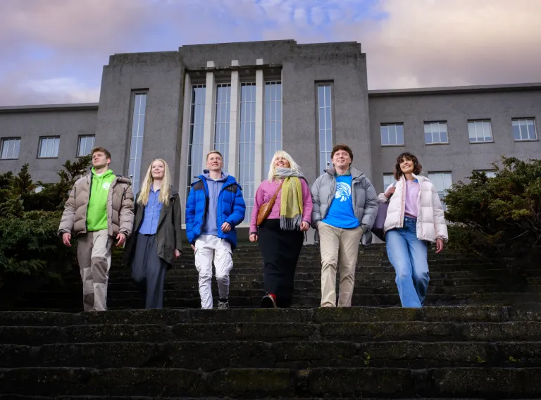 Students in front of Main Building