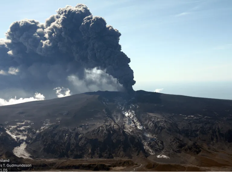 A picture of the Eyjafjallajökull eruption taken by Magnús Tumi Guðmundsson.