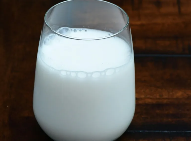 A glass of milk.