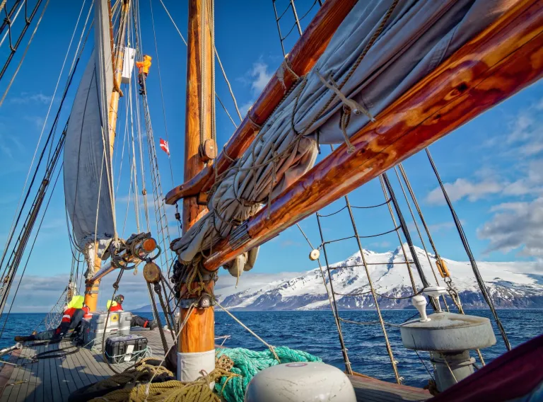 Research trip on a ship near Jan Mayen