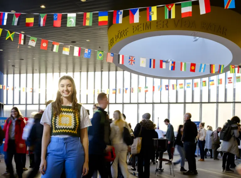 Kolbrún standing on University centre