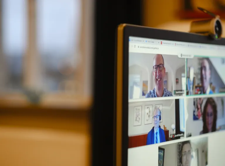 Computer screen, showing online meeting