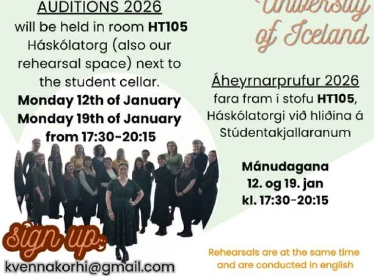 Auditions for the Womens Choir of the University of Iceland