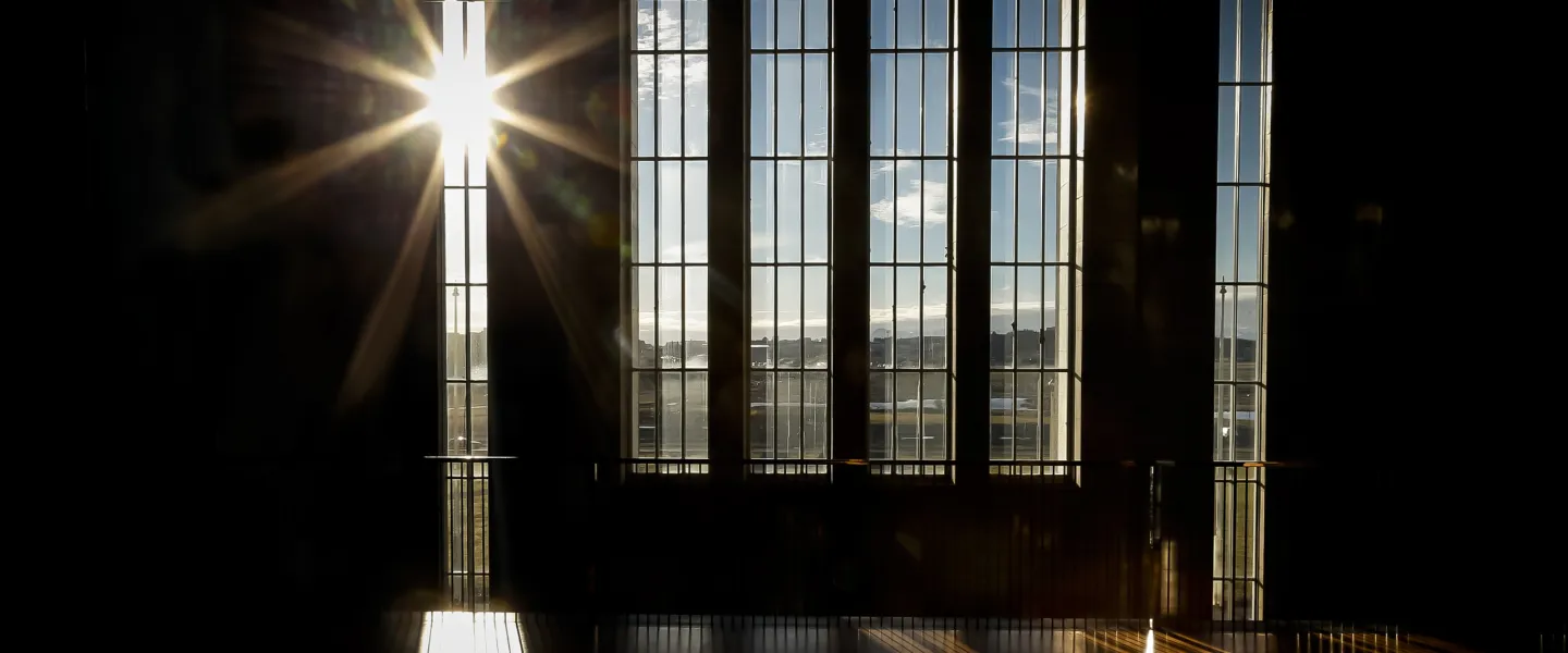 Front windows in University of Iceland main building