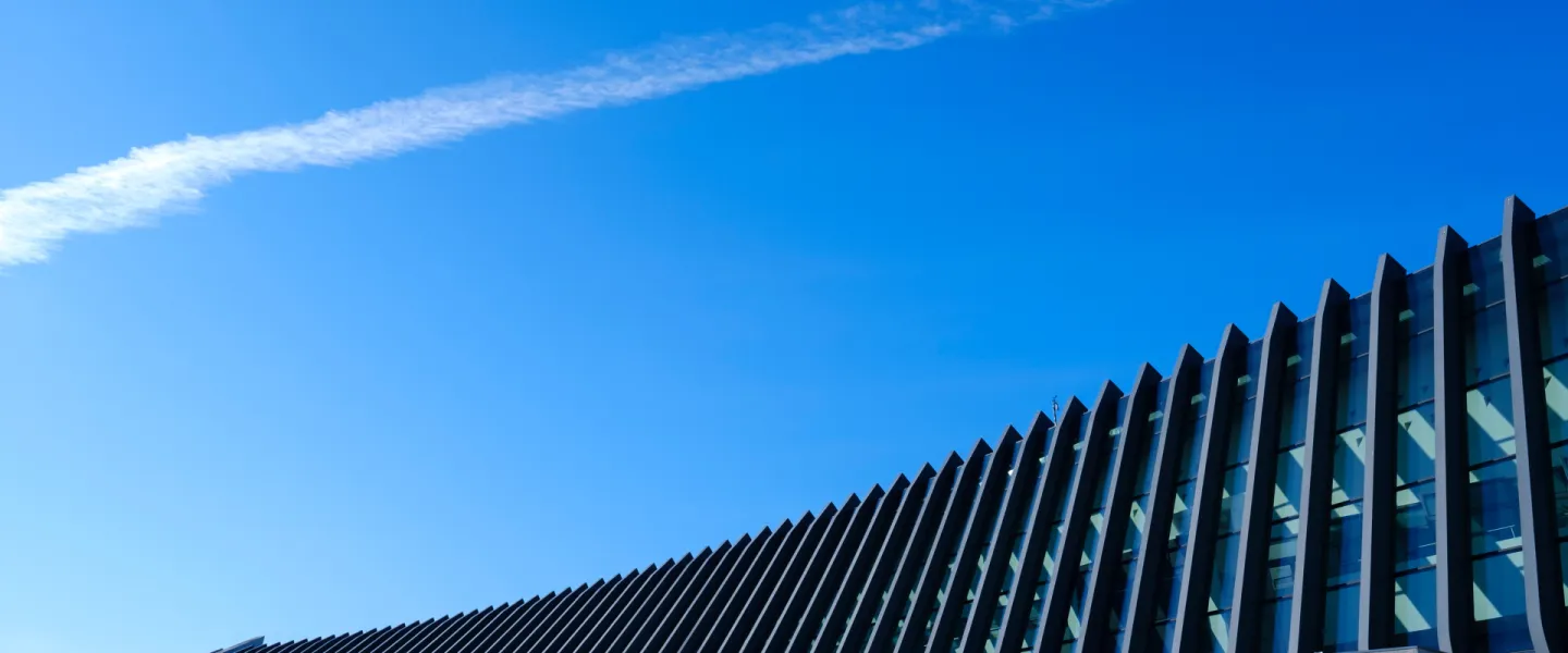 Askja, University of Iceland, with clear blue sky