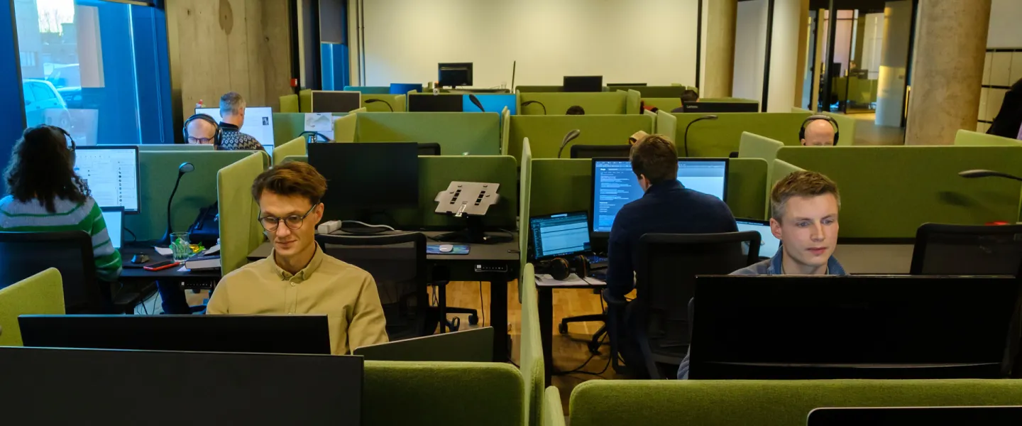 Students working on computers.