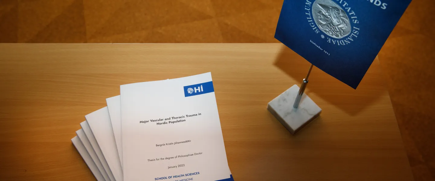 Doctoral thesis on a table.