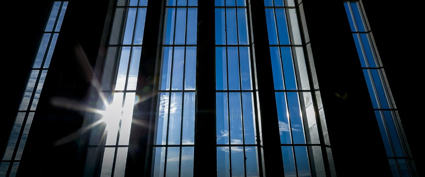 Front windows in University of Iceland main building