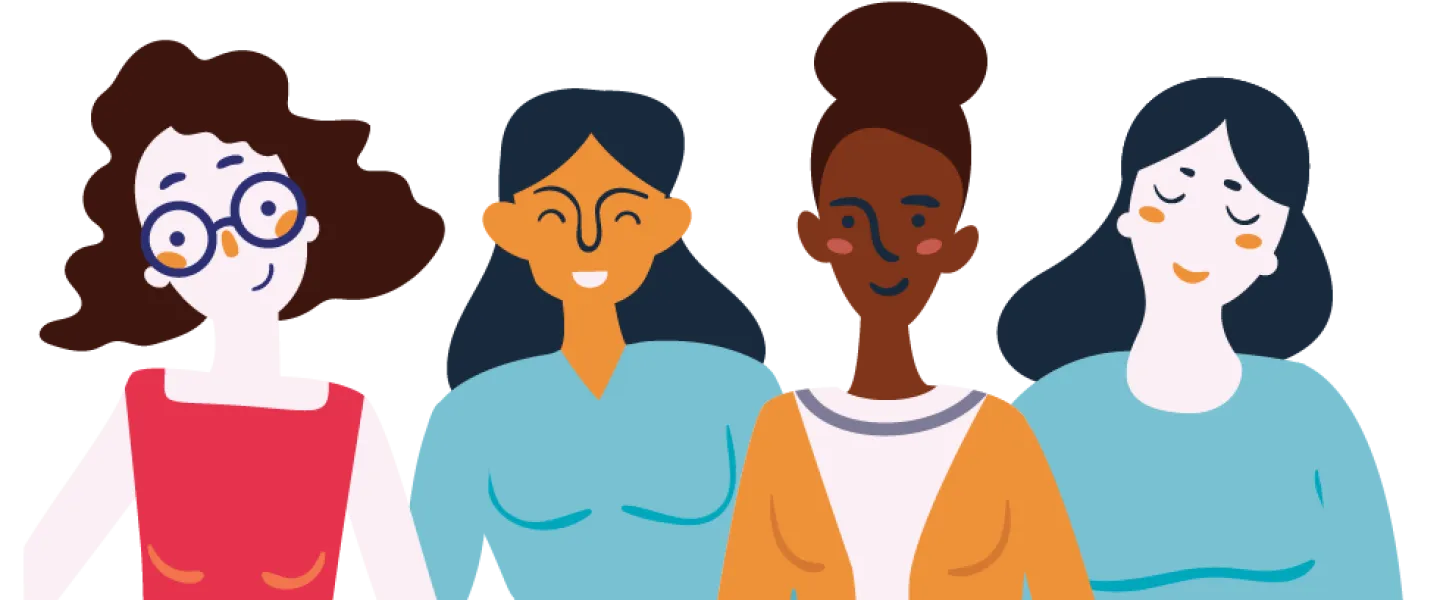 Drawing of four women