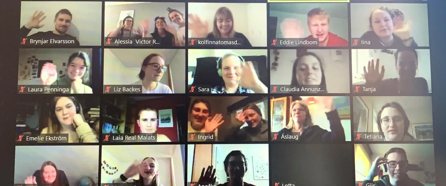 International students in University of Iceland at a Zoom meeting during the Covid-19 epidemic