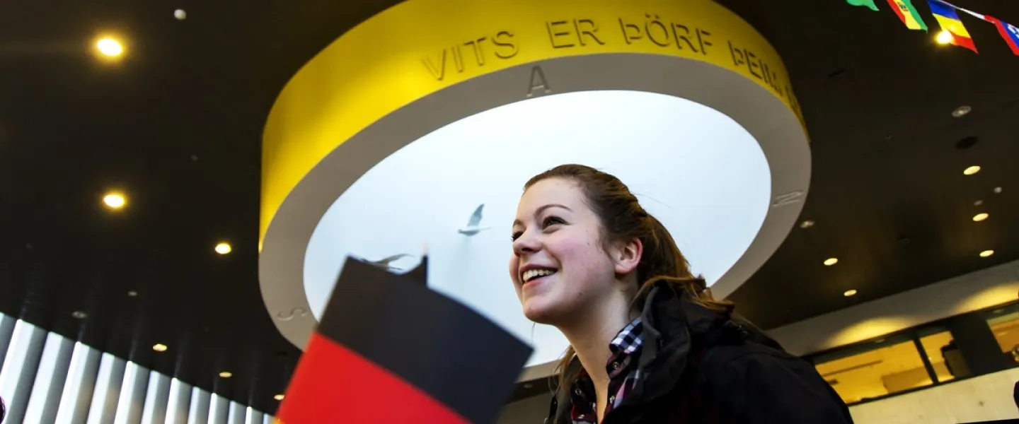 Student at international days at university centre