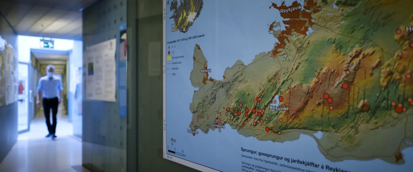 Map of Reykjanes peninsula on a wall