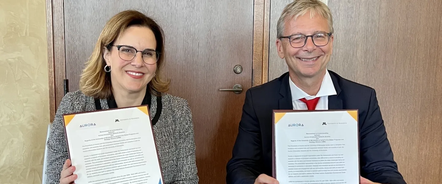 Jón Atli Benediktsson, Rector of the University of Iceland, and Joan T.A. Gabel, President of the University of Minnesota