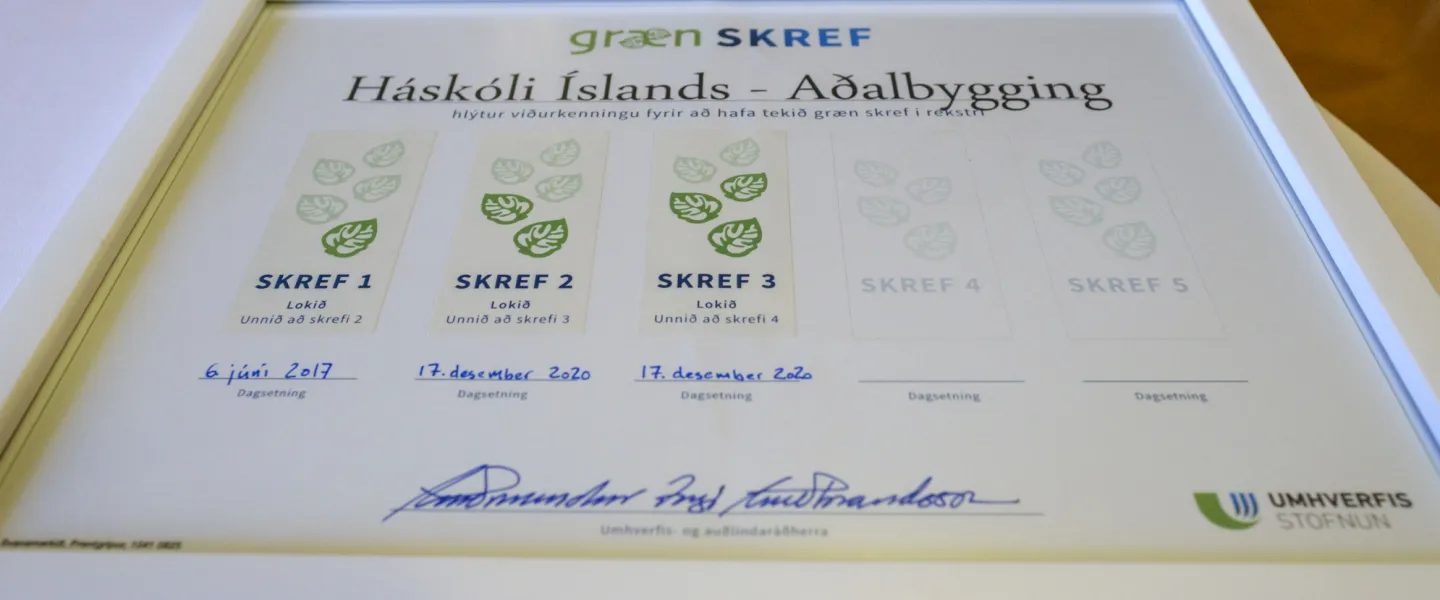 Green steps in the University of Iceland