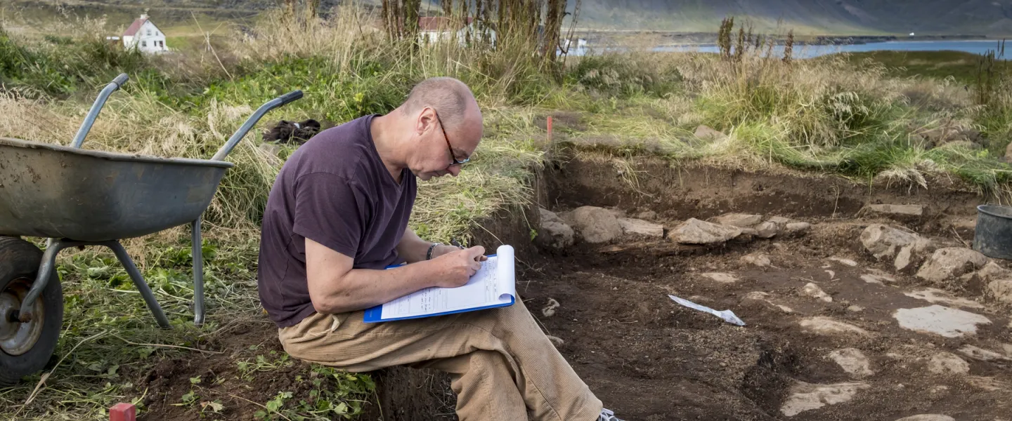 Gavin Lucas working at Arnarstapi on Snæfellsnes peninsula.