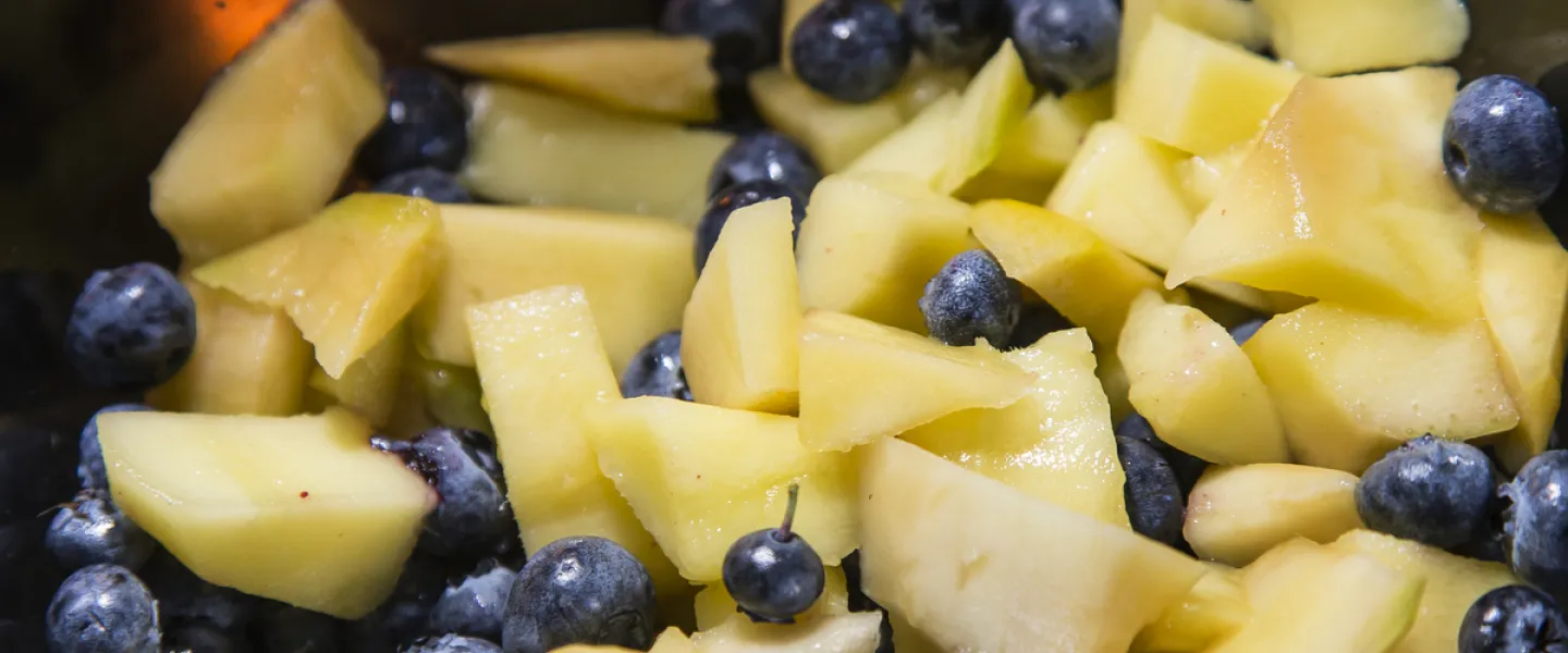 Fruit, blueberries, pineapple