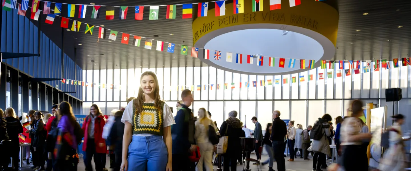 Kolbrún standing on University centre