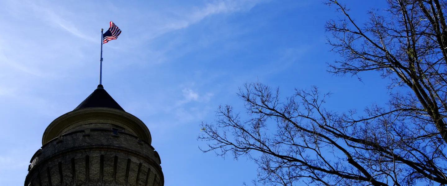 Minnesota, US flag on top of a building