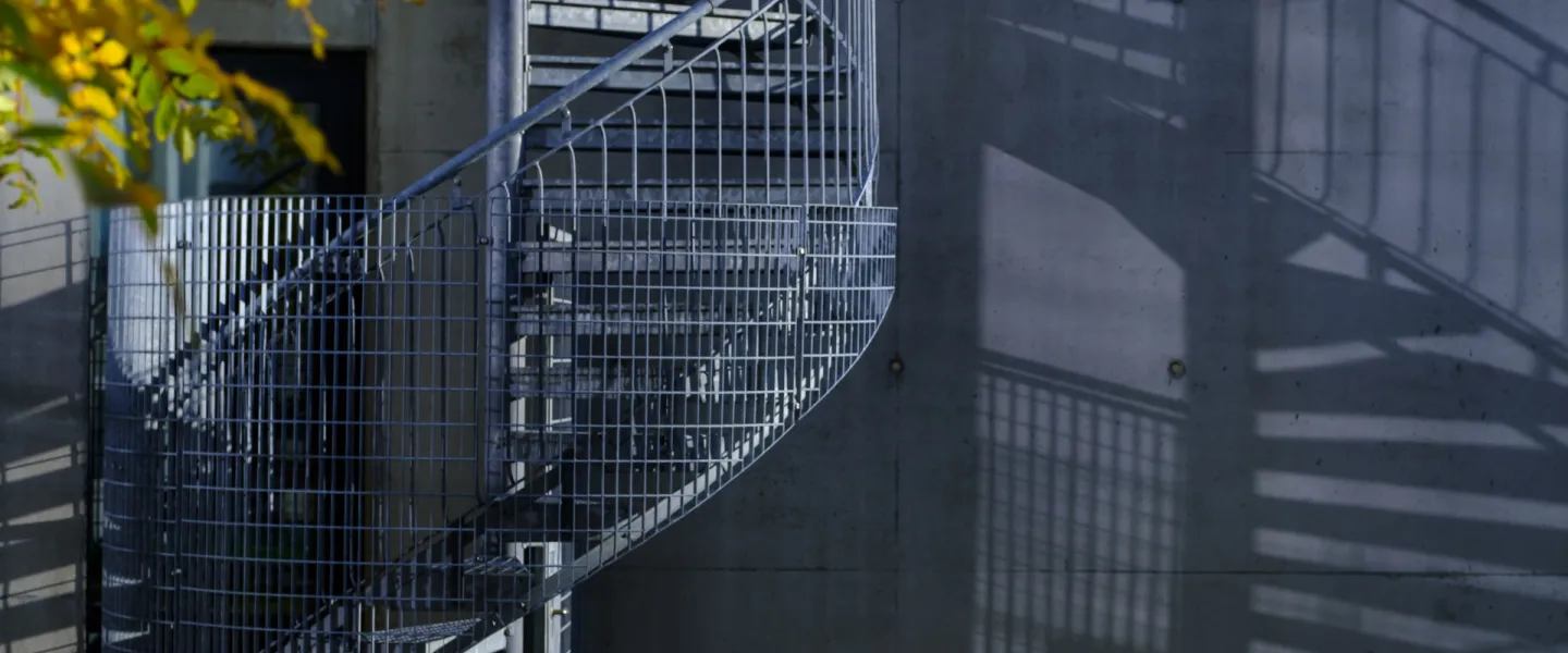 Emergency stairs outside Gimli