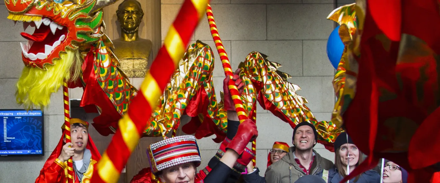 Dragon on the University day in University of Iceland