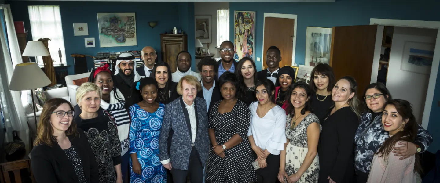 The fellows at the home of Mrs. Vigdís Finnbogadóttir, the former President of Iceland and matron of the UNU-GEST programme