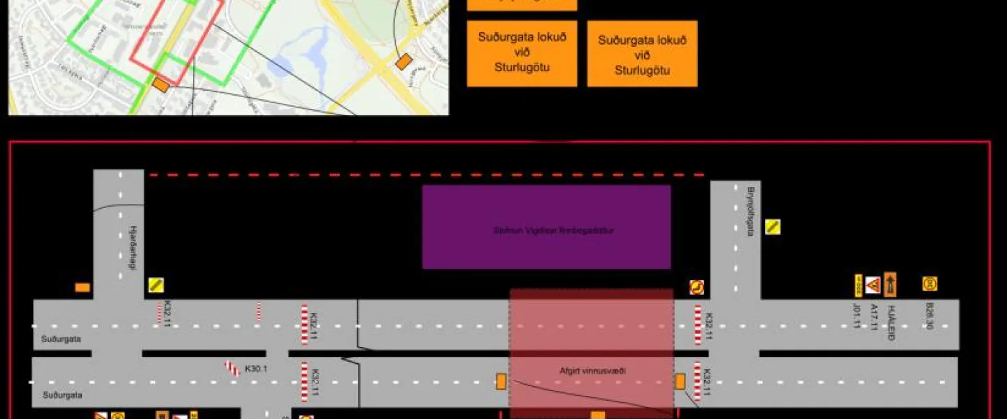 Suðurgata closed, march 2016