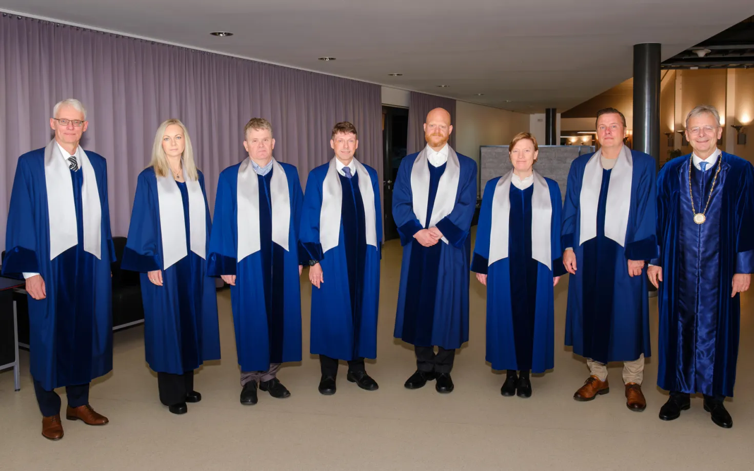 Rector and deans of Schools dressed up for Doctoral graduation ceremony. 