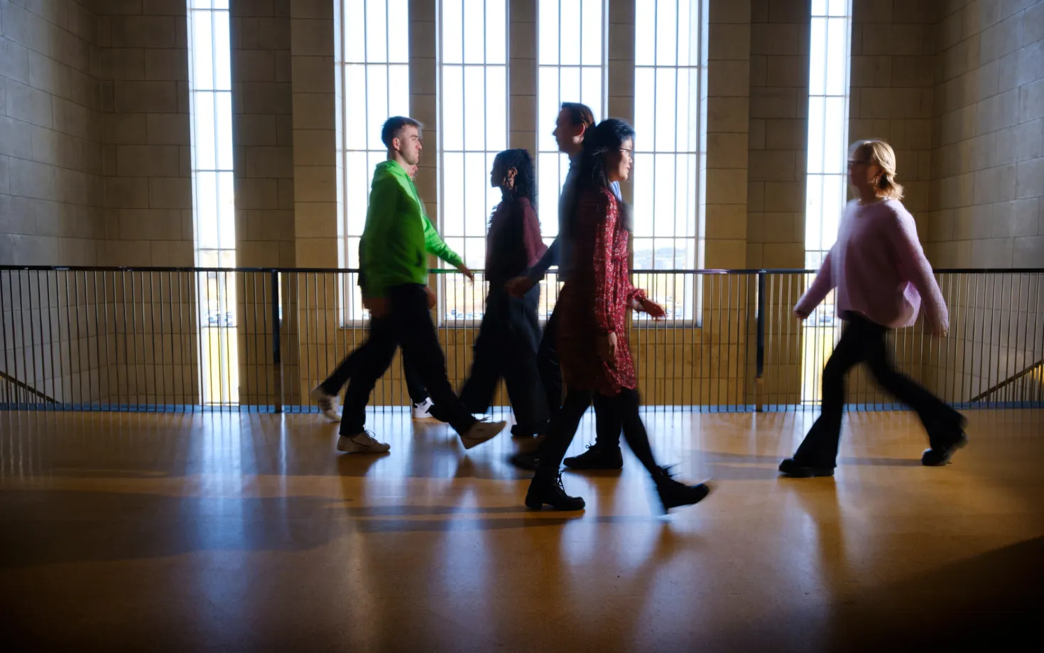 People walking in the main building