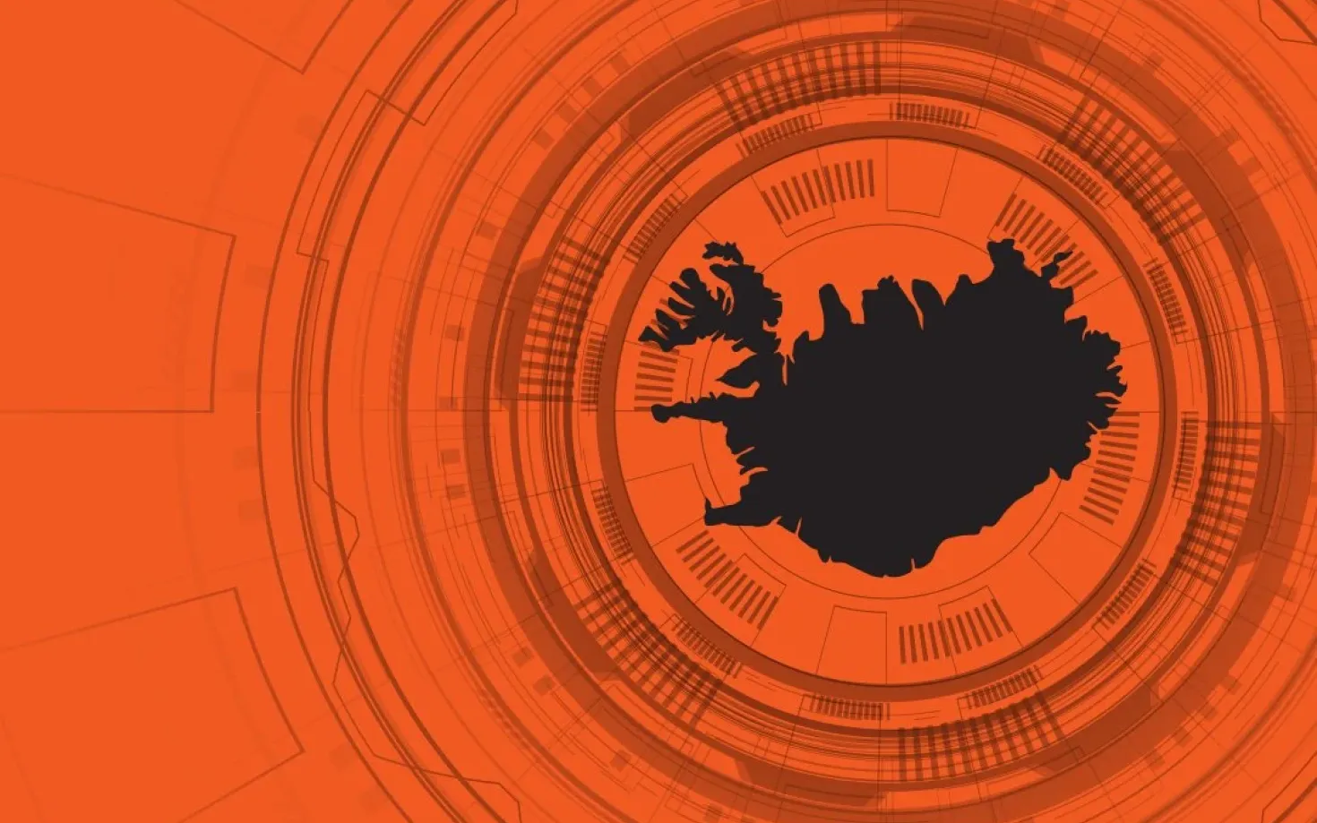 Iceland in the middle of variable sizes of circles