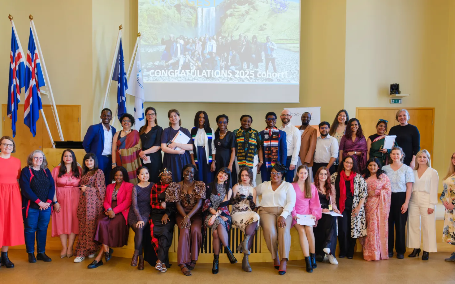 Graduates along with their teachers and the representatives from the University of Iceland and GRÓ Centre