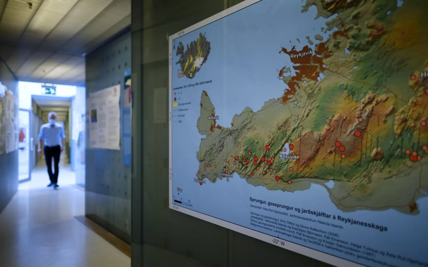 Map of Reykjanes peninsula on a wall