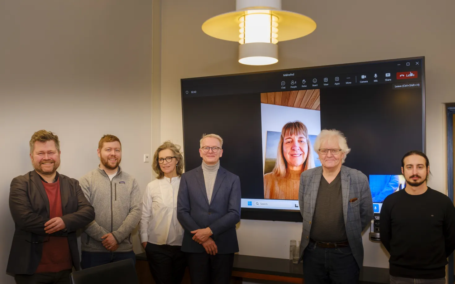 The University of Iceland language committee: Jón Yngvi Jóhannsson, Hafsteinn Einarsson, Ragnheiður Kristjánsdóttir, Magnús Diðrik Baldursson, Sigríður Sigurjónsdóttir, Ingólfur Vilhjálmur Gíslason and Piergiorgio Consagra.