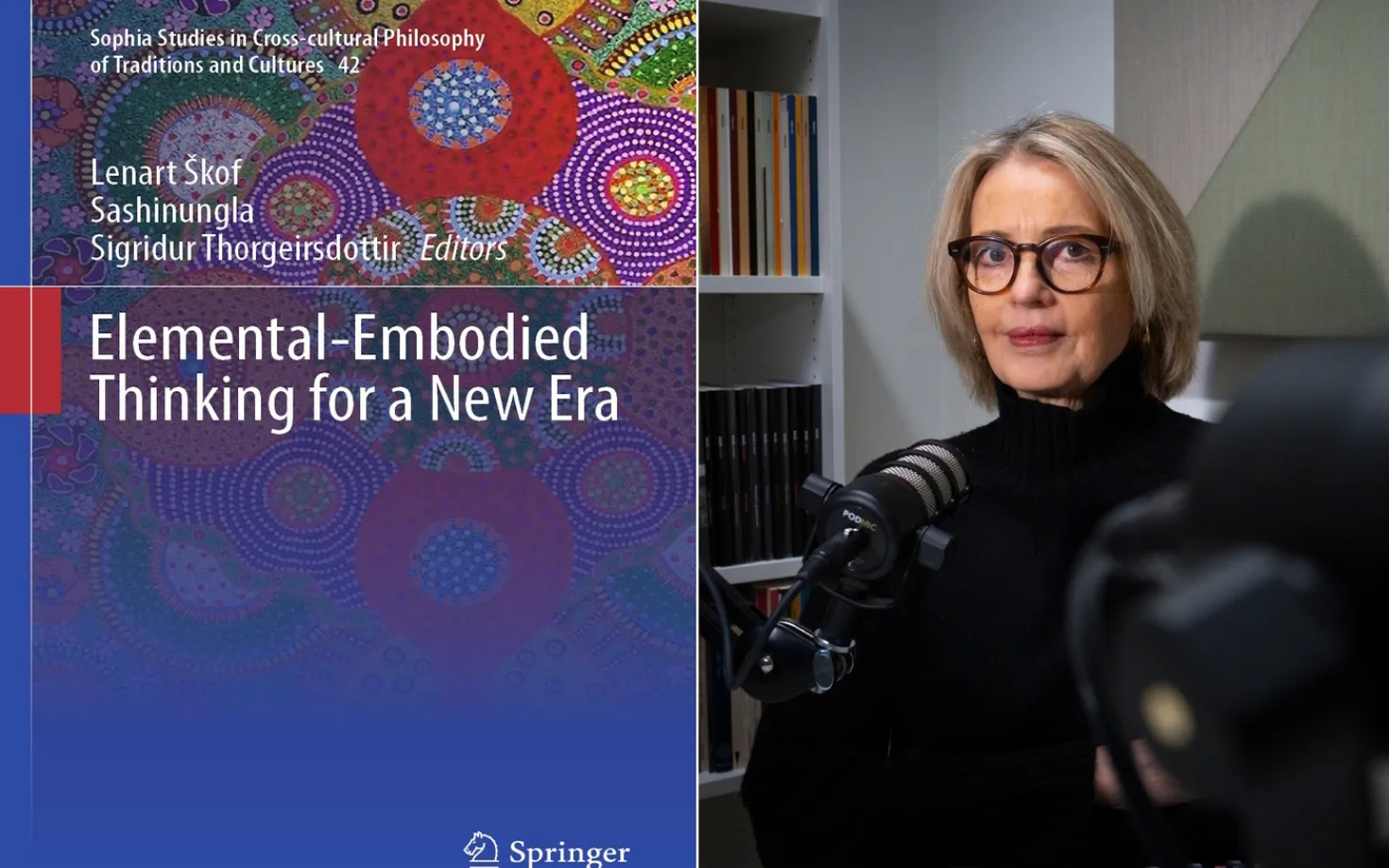 Sigríður Þorgeirsdóttir and book cover of Elemental-embodied thinking for a new era