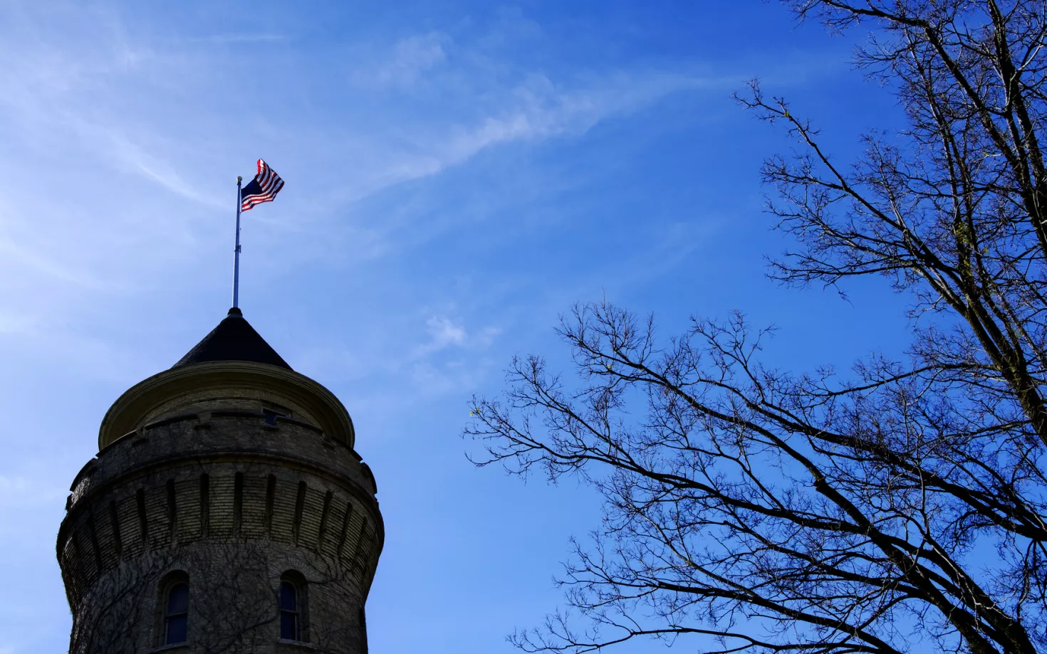 Minnesota, US flag on top of a building