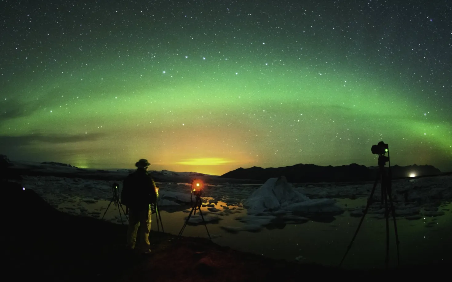 Northern lights and stars