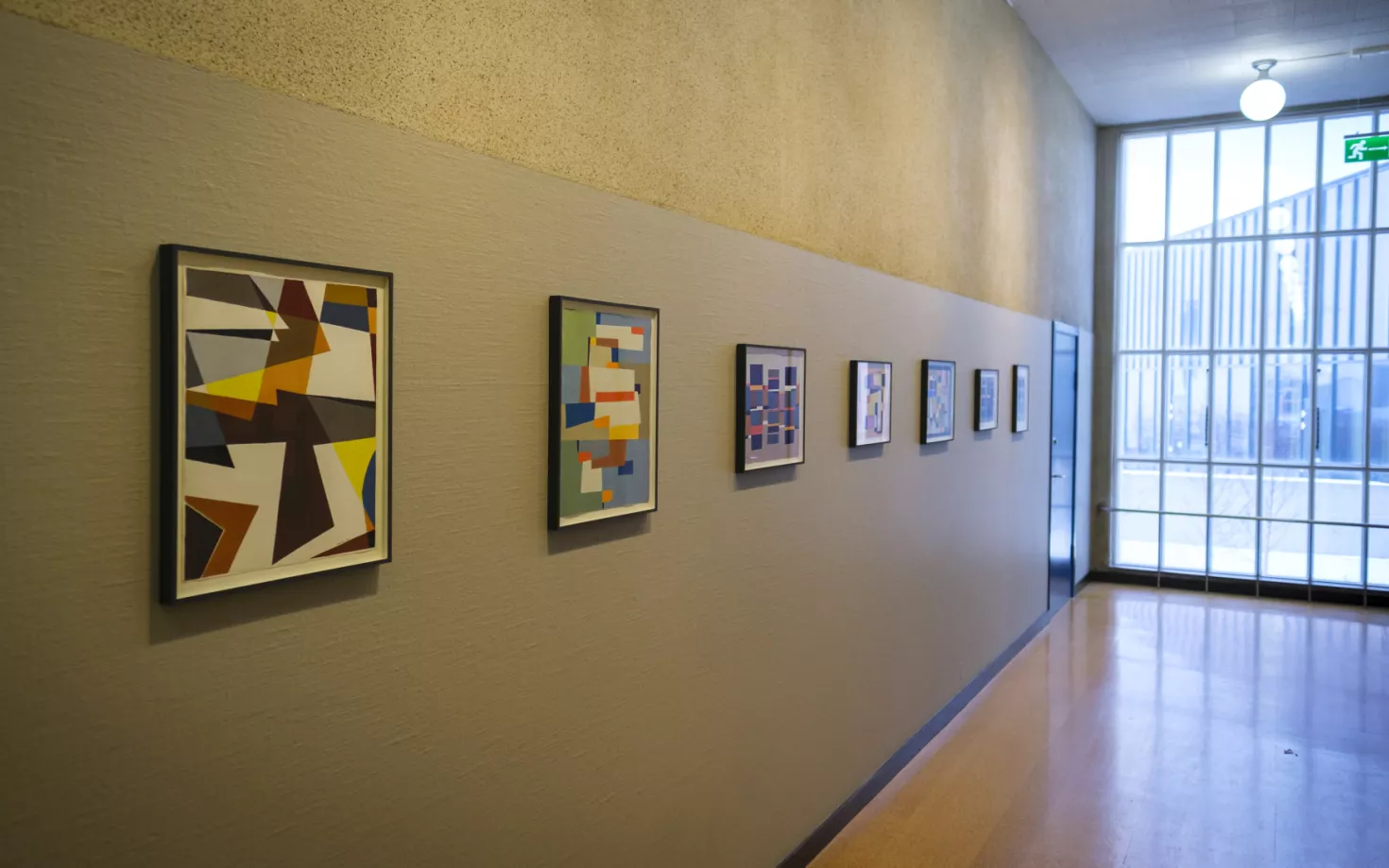Artworks on a wall in University of Iceland main building