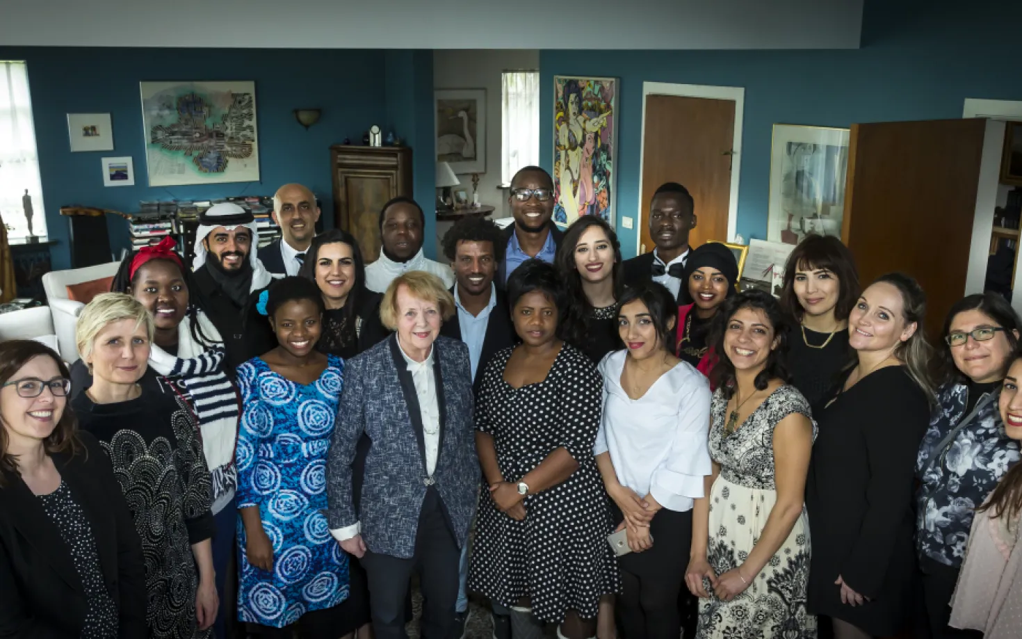 The fellows at the home of Mrs. Vigdís Finnbogadóttir, the former President of Iceland and matron of the UNU-GEST programme