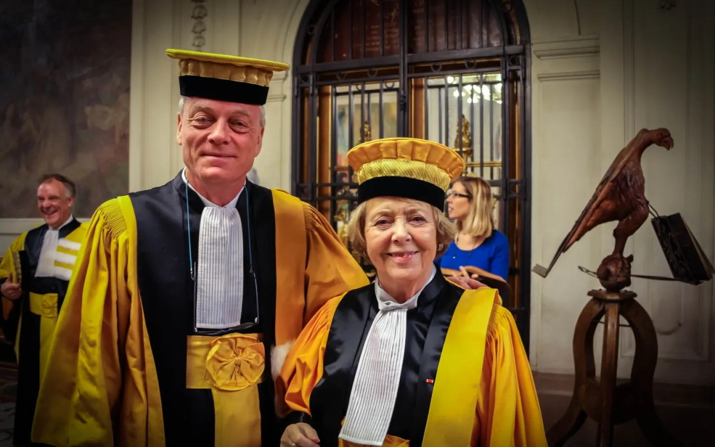 Vigdís Finnbogadóttir with Professor Karl Gadeli, who appointed her as Doctor Honoris Causa.