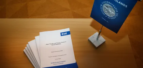 Doctoral thesis on a table.