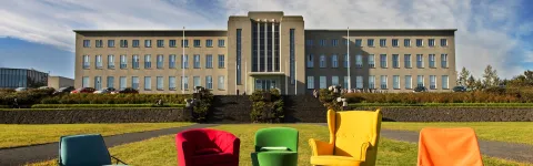 Chairs in front of University of Iceland