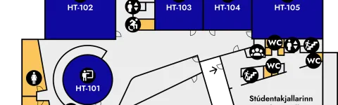 Yfirlitsmynd af háskólatorgi fyrsta hæð