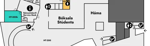 Yfirlitsmynd af háskólatorgi önnur hæð