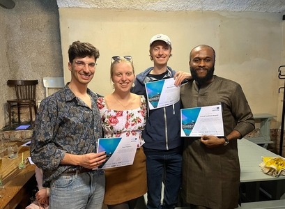 The four University of Iceland students taking part in the creative writing workshop