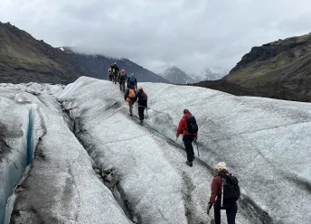 people on a glacier