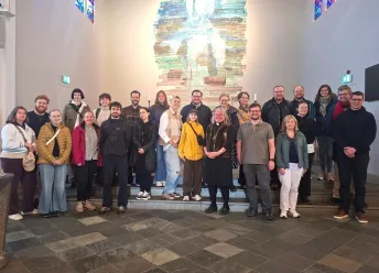 Course participants and instructors at Skálholtskirkja Church.