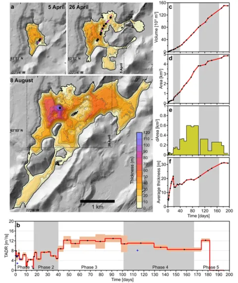 Picture showing how the lava in Fagradalsfjall eruption has evolved.